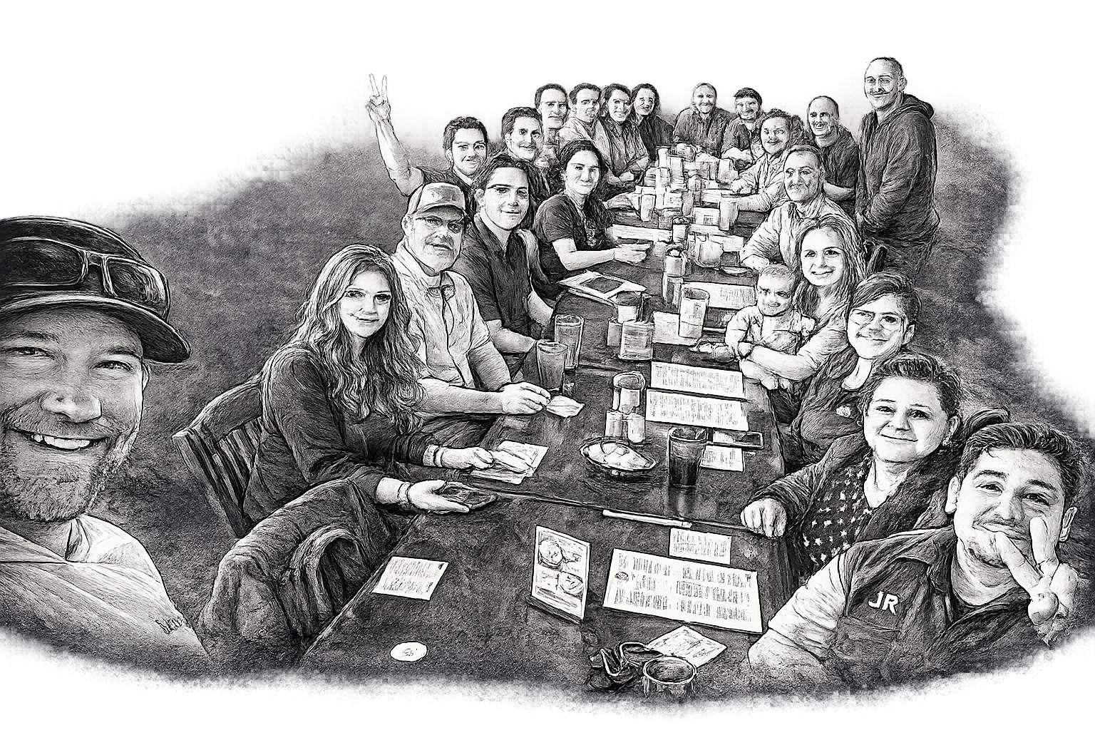 BAC members gathered around the table at Waterloo Ice House